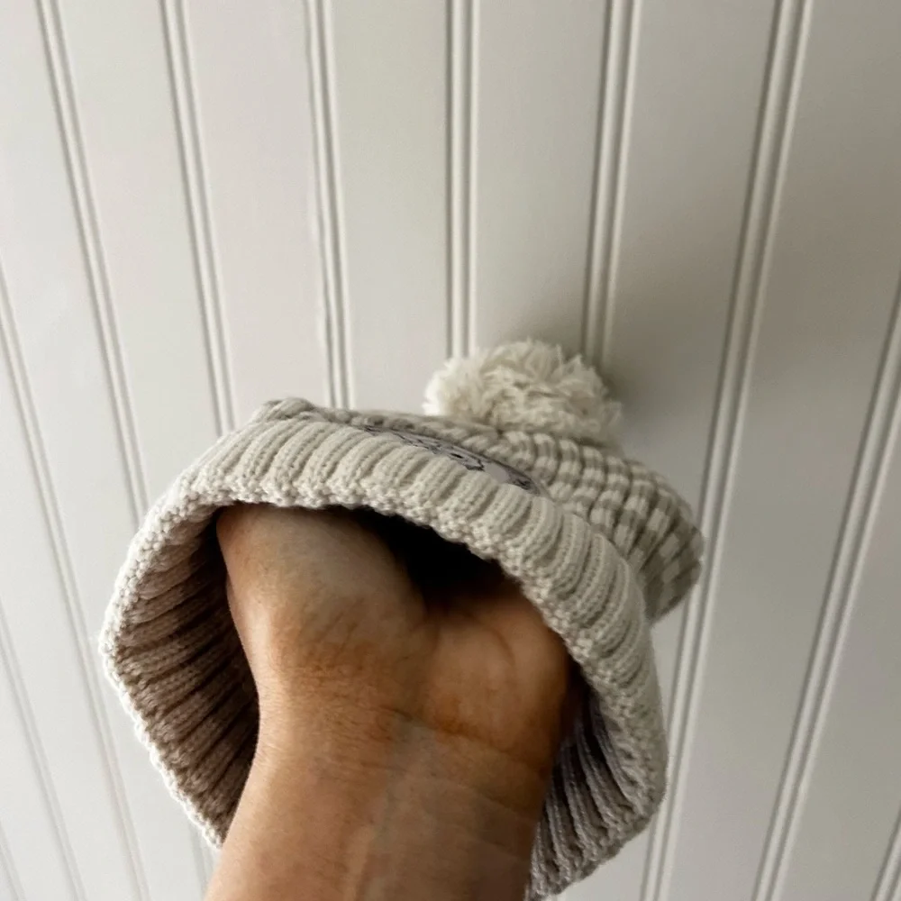 Disney Winnie The Pooh A Hug is Always The Right Size Cream Striped Beanie Hat